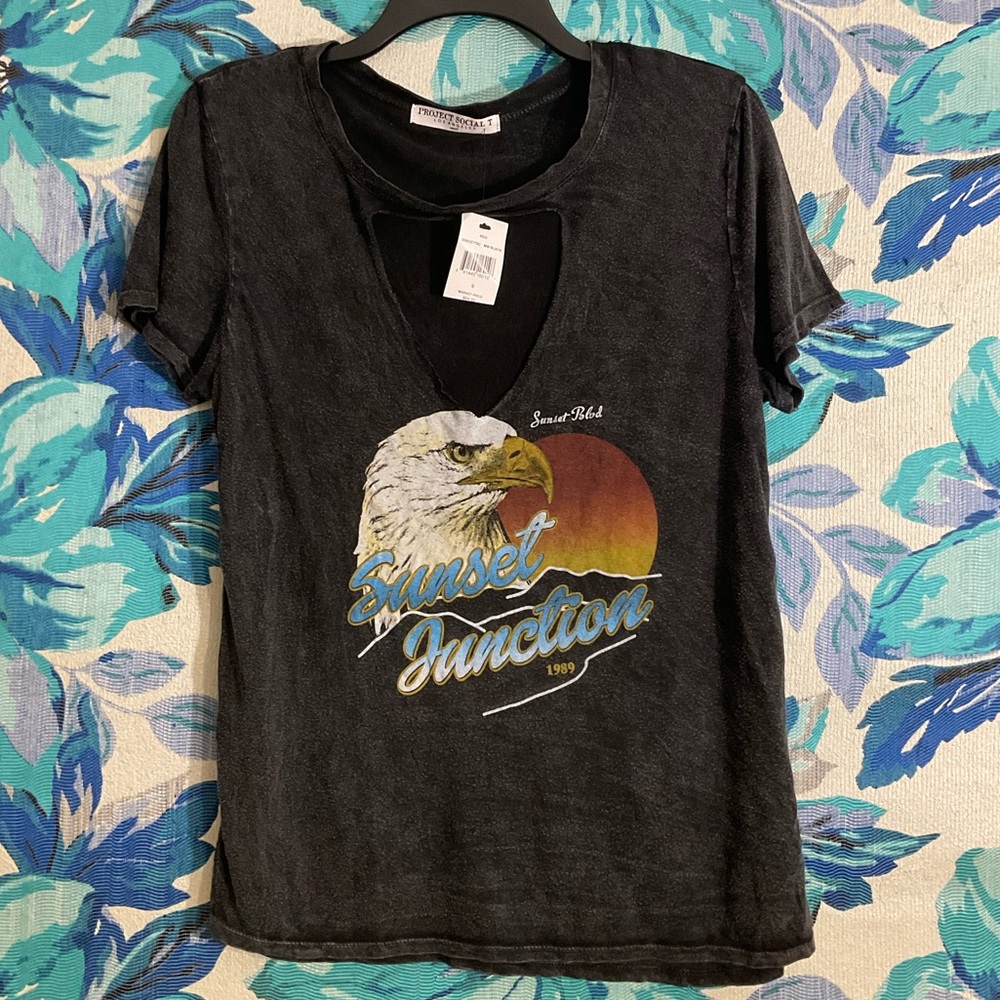 NWT Eagle Graphic Biker Moto Grunge Tee Shirt Small